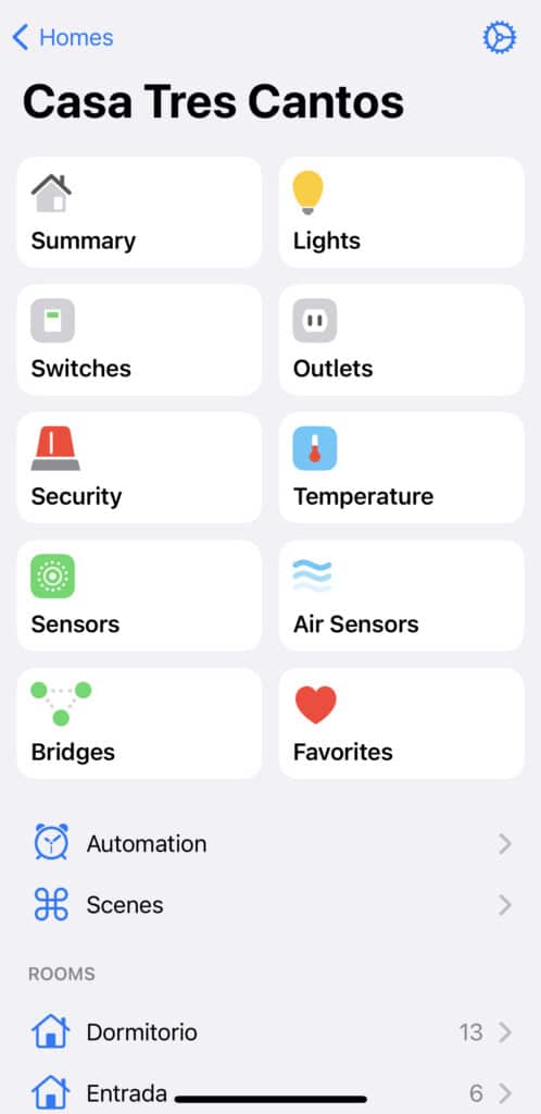 Dispositivos en la app Home+
