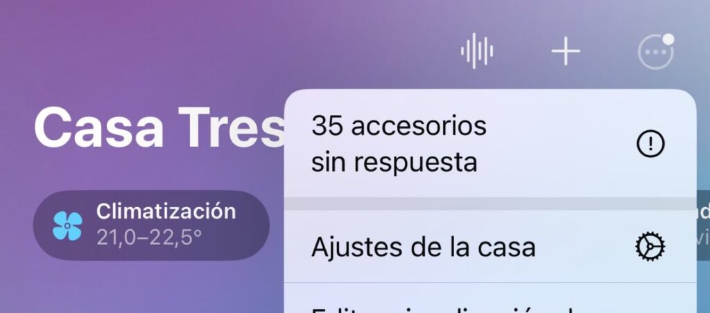 35 dispositivos sin respuesta en la app Casa por caída de Home Assistant