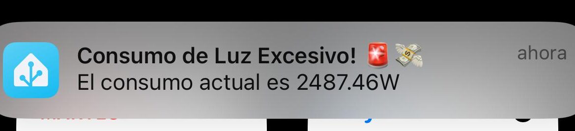 Notificación en el móvil por consumo de luz excesivo antes de que salte el diferencial