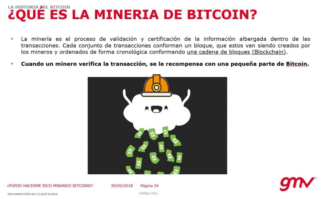 Slide con el título ¿Qué es la mineria de Bitcoin?