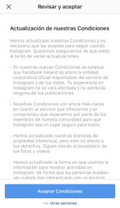 Cambio de conciones de Instagram
