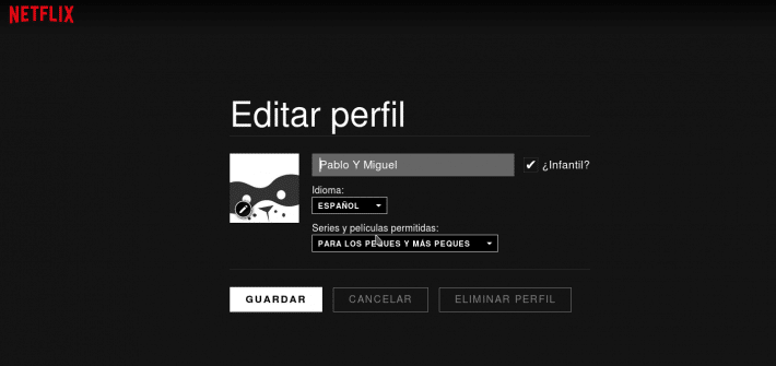Perfil infantil en Netflix