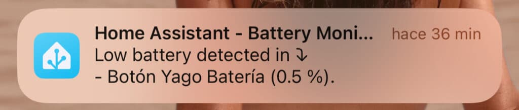Notificación de batería baja en Home Assistant