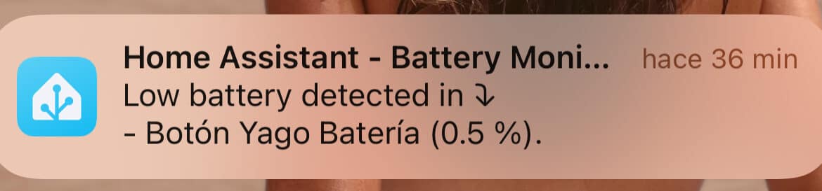 Notificación de batería baja en Home Assistant