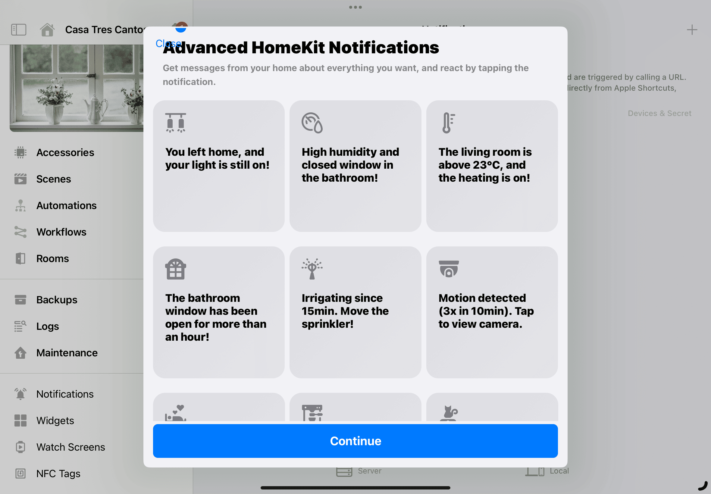 Notificaciones avanzadas en HomeKit ejemplos de la app Controller for HomeKit