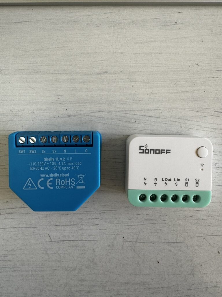 Relés Shelly y Sonoff para instalar detrás de un interruptor